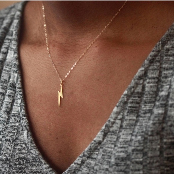 Jewelry - Gold or Silver Lightening Bolt Charm Necklace